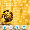 USB 3x1M Curtain String Lights 100 LED Fairy Lights with Remote Control 8 Modes Copper Wire for Room Window Christmas Wedding Party Decor
