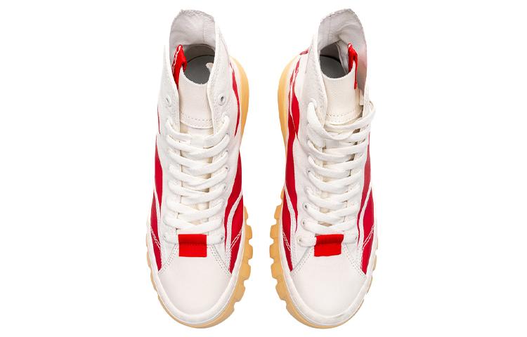 Li Ning Wave BOOT Non slip Lightweight High top Chunky Sneakers Men's White Red AGCP317-1