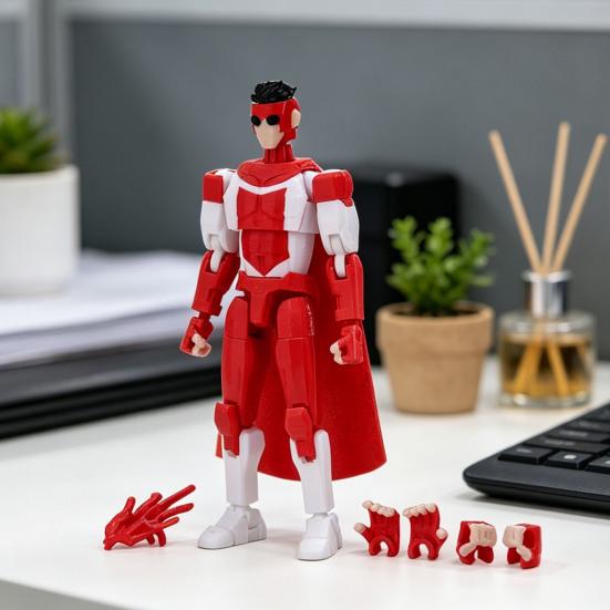 3D Printed Action Figure with Accessories Posable Cartoon Character Model Movable Joints Figure Decoration Collectible Gift for Animation Lovers