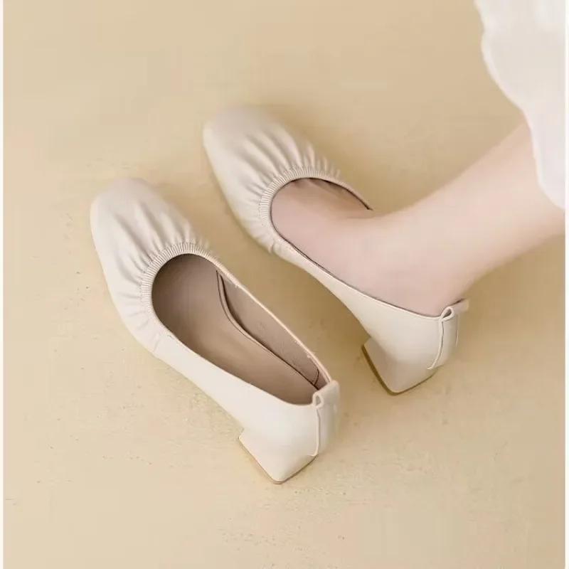 Low Heel Elegant Women's Flat Shoes Lastest Moccasins Ladies Footwear 2025 Summer Beau Today Slip On Social Hot Trendy Young