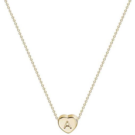 Fashion Women Letter Heart Pendant Titanium Steel Chain Necklace Jewelry Gift