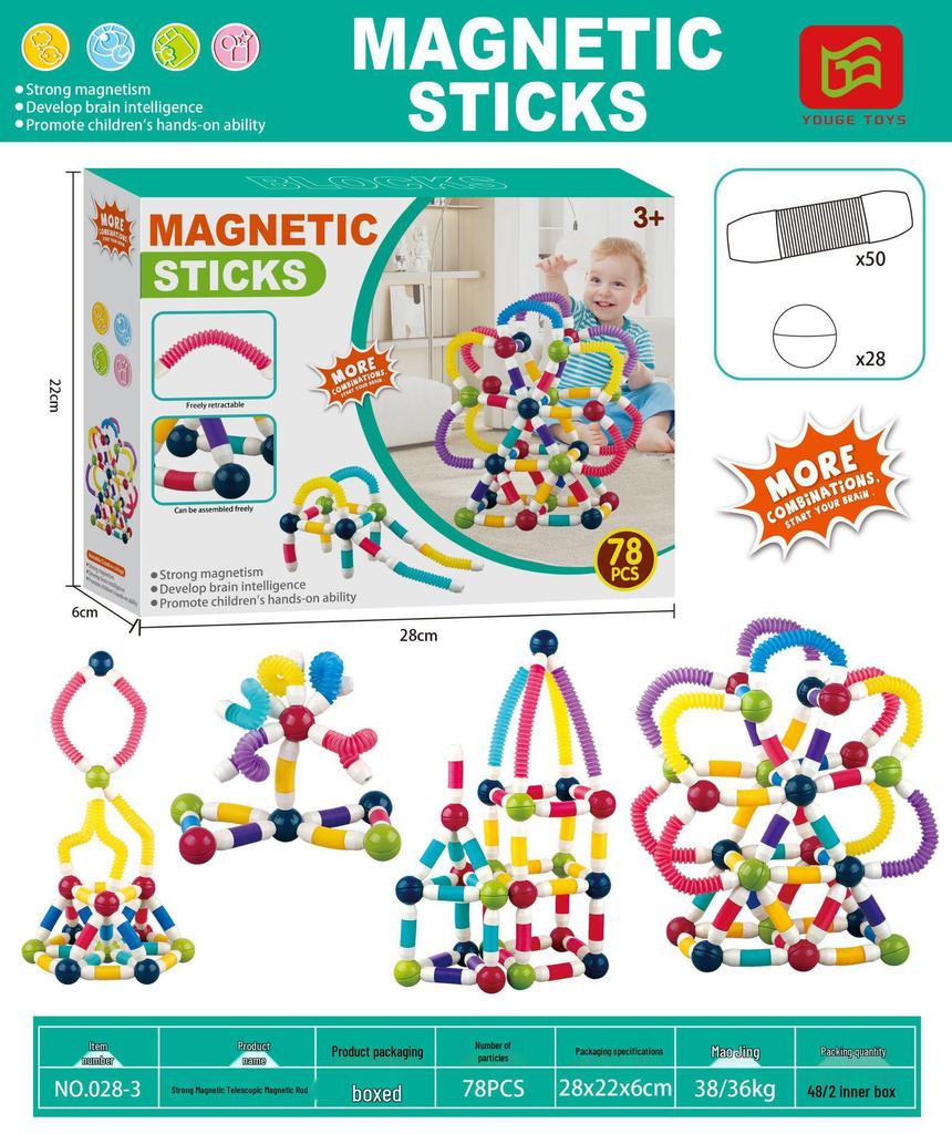 Cross-border Telescopic Twist Magnetic Building Blocks for Kids - Educational, Large Particle Assembly
