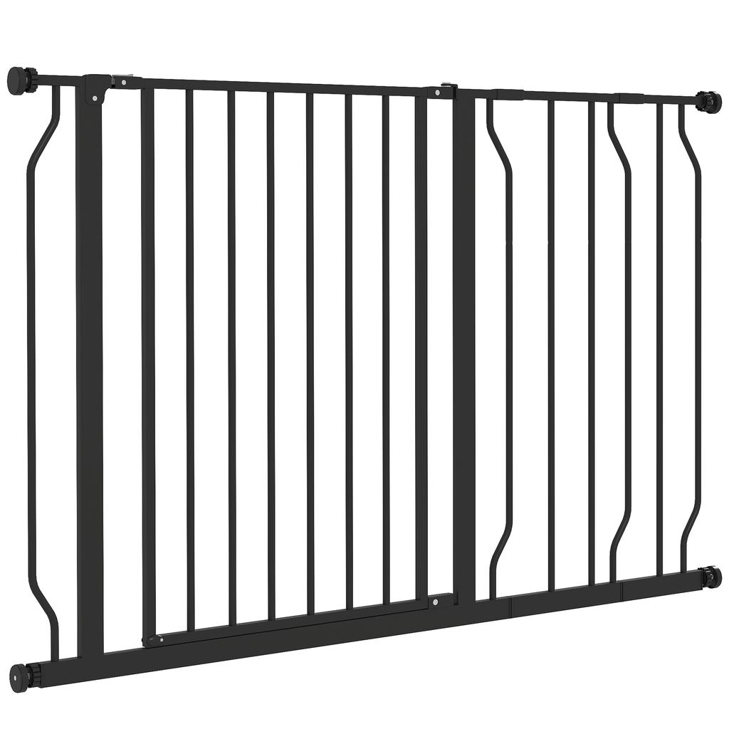 Wide Dog Safety Gate, with Door Pressure, for Doorways, Hallways, Staircases - Black