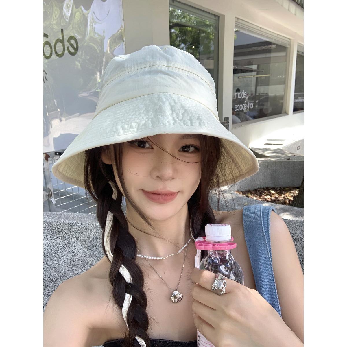 

Korean Bucket Hat Women - UPF50+ Wide Brim Sun Hat for Face Slimming, Lightweight Spring Summer Fishing Cap Outdoor 54-58cm