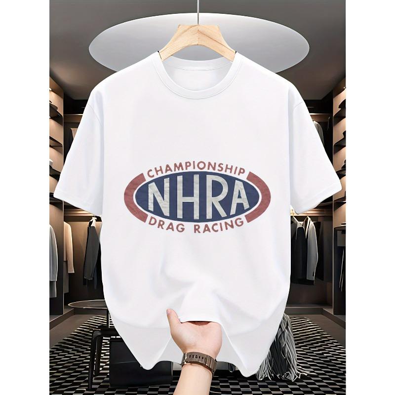 

Men S Plus-Size T-Shirt - Heavyweight Tee with Championship Drag Racing Graphic, Breathable Crewneck Shirt , Casual Wear, Sporty Look, Comfortable Fit S белый
