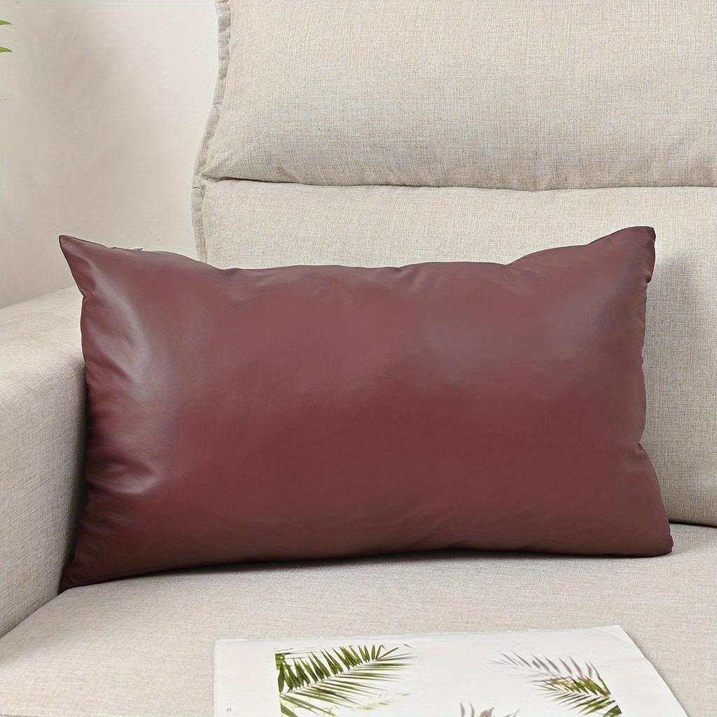 1 Stück Dick Wasserdicht PU Kissenbezug Einfarbig Europäischer Stil Luxus Lendenstützkissen für Sofa Wohnzimmer Büro Dekor