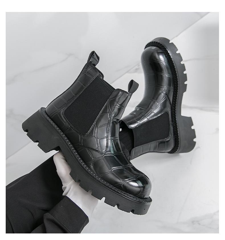 Men's High-Top British-Style Motorcycle Leather Boots, Autumn/Winter 2025, Plus Size Available