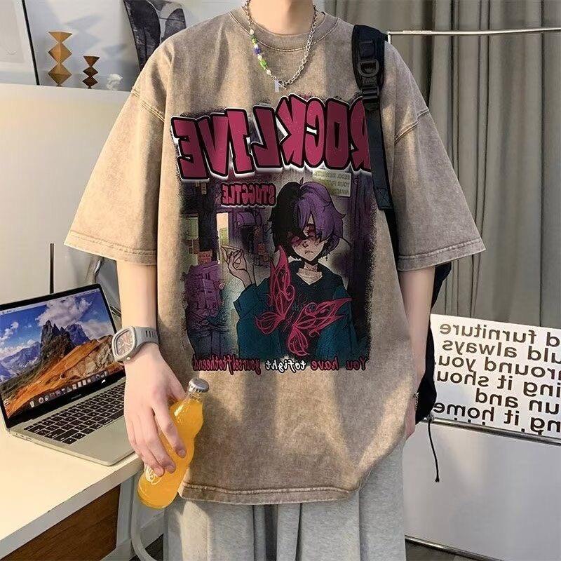 

Хлопковая футболка с коротким рукавом Tide Summer Tie-Dye - Унисекс уличная одежда M хаки