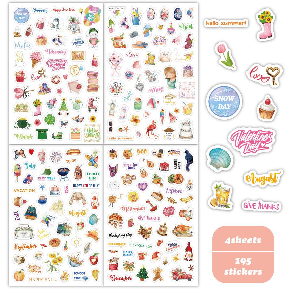 4/8 Planner Stickers Diary Accessories Stickers Notebook DIY Material Scrapbooking Stickers for Notebooks Creative Planning
