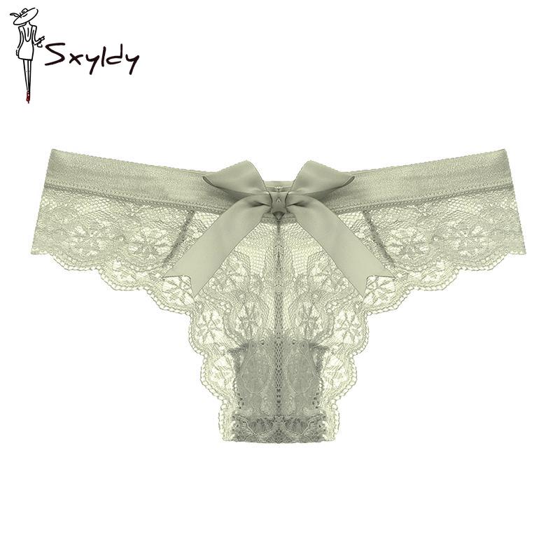 Chiloți transparenți din dantelă pentru femei, lenjerie intimă sexy cu talie joasă, fără sudură, cu fundă, tanga gol