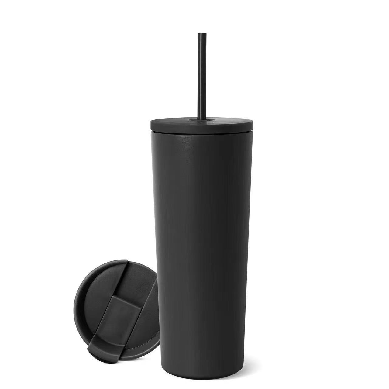

Popular SIM-style stainless steel coffee cup with dual lids, vacuum portable double-lid sealed cup 360ML чёрный