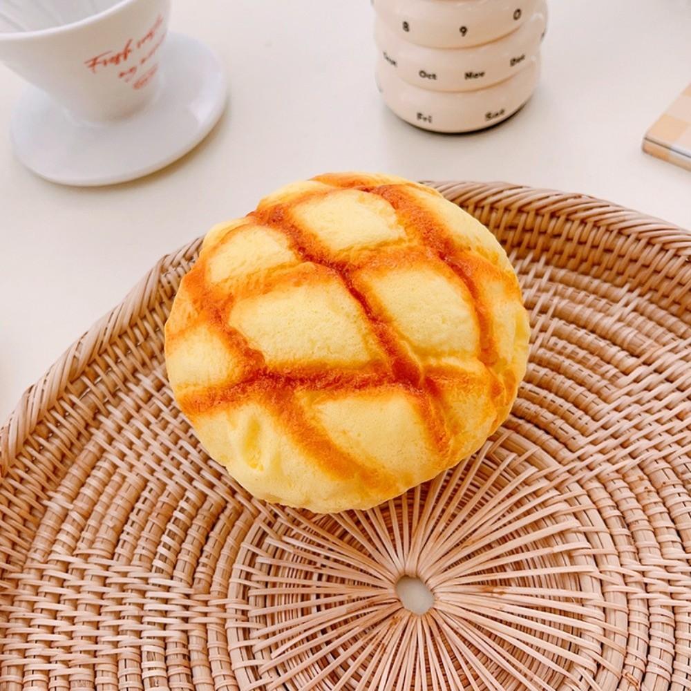 Soft Simulated Cheese Bun Stress Relief Squeeze Toy Funny Bread Squishy Toy for Adults Kids Gift