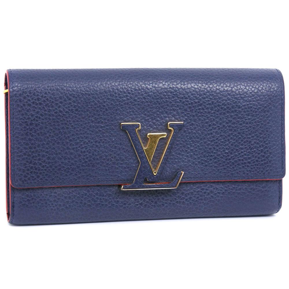 

LOUIS VUITTON Portefeiulle Capsine Purse M63739 Taurillon Clemence Marine Rouge Navy leather unisex Used