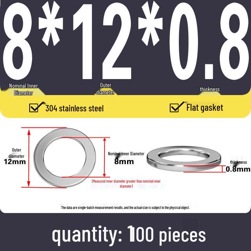 Plochá podložka z nerezové oceli 304 pro nastavení vůle hřídele (0,1/0,2/0,3 mm)