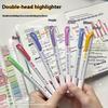 5 Colors Double Headed Highlighter Pen Set Fluorescent Drawing Markers Highlighters Pens Art Japanese Cute Pastel Stationery