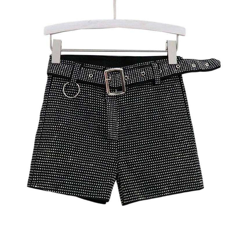 Dámské šortky s vysokým pasem, slim fit, v korejském stylu, s kosočtvercovým vzorem, v dopaminových barvách