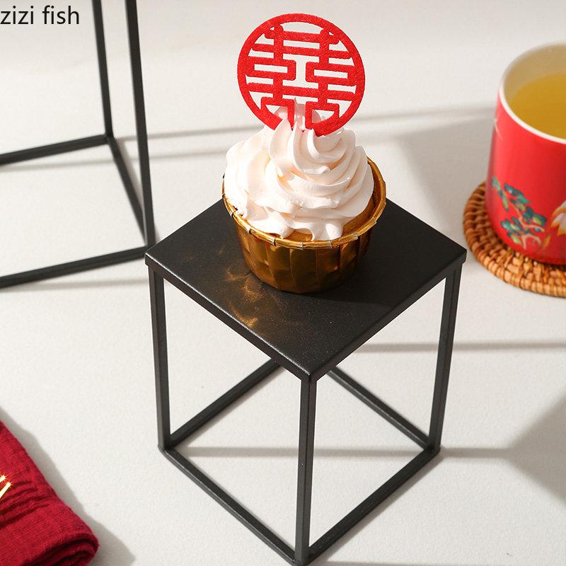 Solid Color Metal Snacks Dessert Stand Bread Cake Display Stands Plates Home Serving Platter Fruit Holders Kitchen Accessories