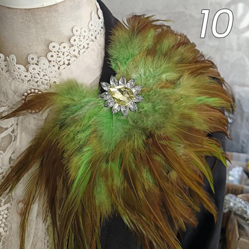 Unisex Rhinestone Feather Brooch Crystal Pin for Dress Jeans Waist & Shoulder Corsage Party Epaulet Decor for Carnival Stage