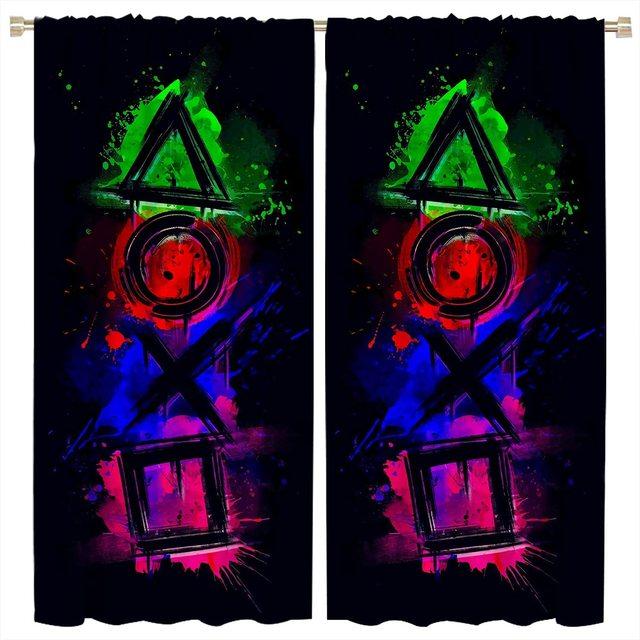 

Геймерские шторы для мальчиков, спальня, детский игровой декор, оконные занавески для видеоигр, оконные шторы, декор комнаты, дети, играющие на геймпаде W91.5 X H214cm X 2