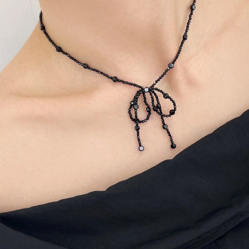 

FANTASTIC PLANET ribbon beads necklace (BLACK) BLACK