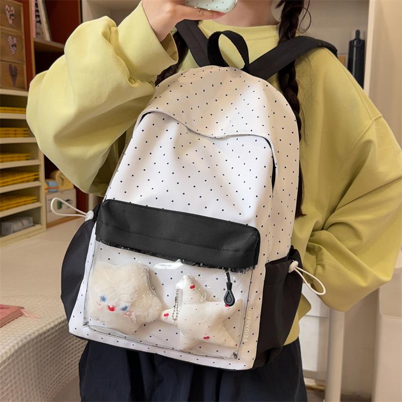 Contrast Dot Printed Student Schoolbag Large Capacity Backpack