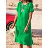 Polyester Solid Color Basic Short Sleeve A Line Dress For Office Women