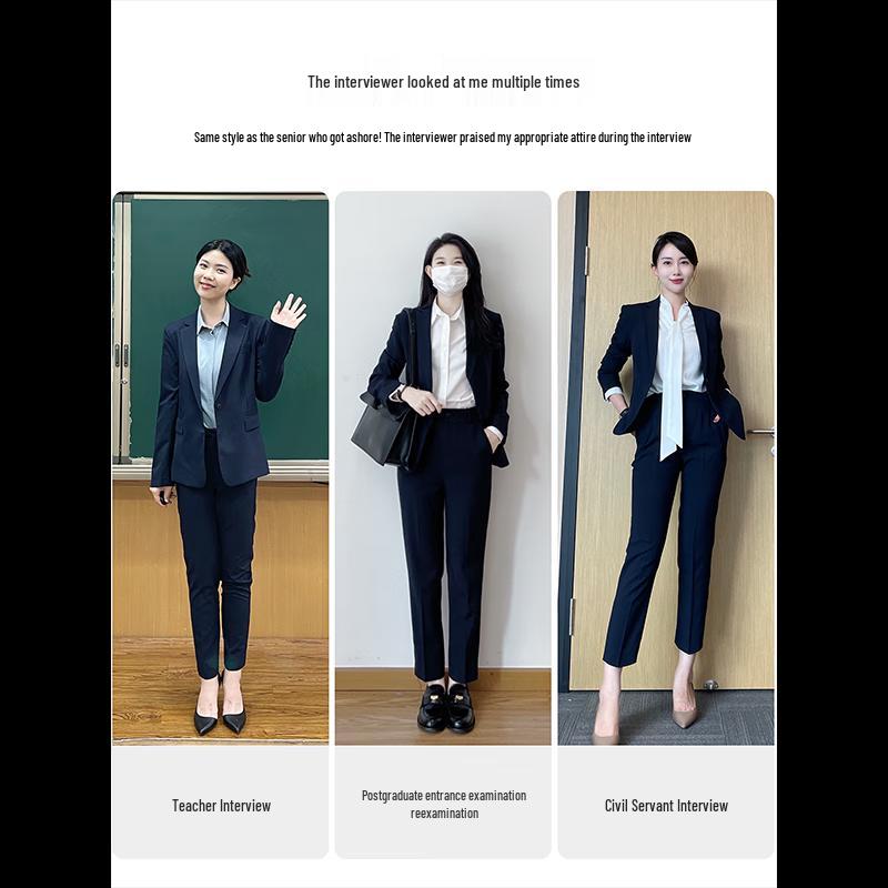 Women's Slim Fit Navy Blue Professional Suit Jacket