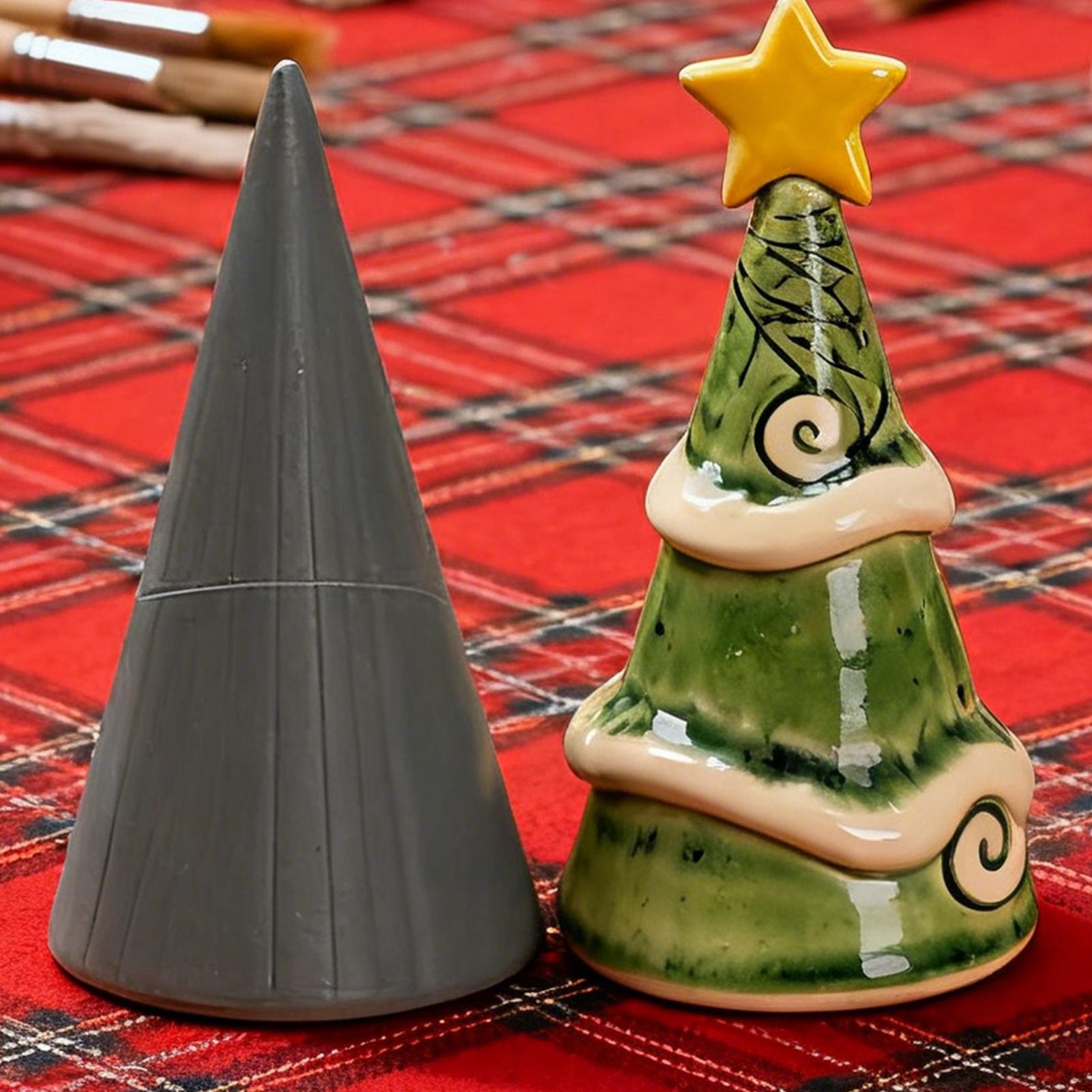 Pottery Forms Reusable Cone Non-stick Craft Supplies Ceramic Molds Clay Tools Handle For Christmas Tree Gnome Hat Art Projects grigio