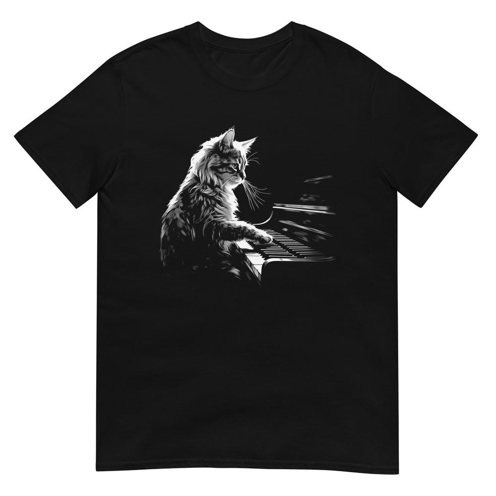 Cat Tshirt Piano Player Tee Kitty Cats Lover Pet TShirt Unisex Design Unisex T-Shirt