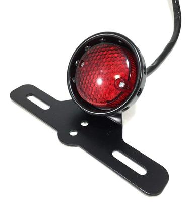 ONGMEIL Vintage LED Tail Lamp Light License Plate Light with Stays Red Lens Bike Dress Up Custom Parts Universal