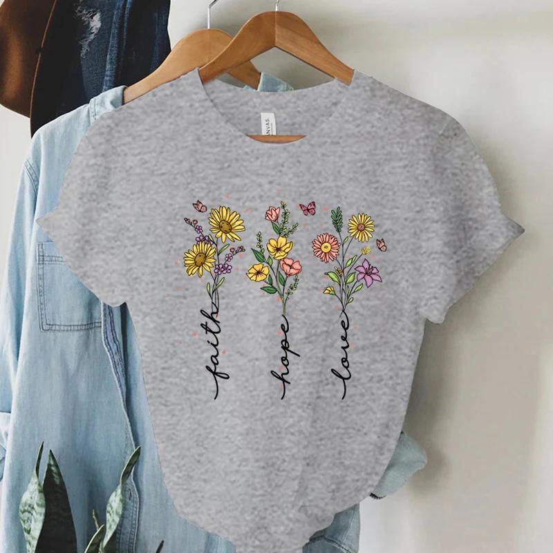 Faith Hope Love Vintage Boho TShirts Women Christian Tshirts Short Sleeve Trendy Tee Shirt Tops Women Religious Faith T Shirts