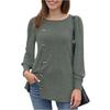 Women's Fashion Square Neck Solid Color Fleece Long Sleeve Decorative Button Hem Split Top