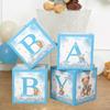 4pcs Blue Baby Shower Box Baby Balloon Box 1st Birthday Party Decor Kids Teddy Bear Baby Shower Boy Girl Gender Reveal Decor