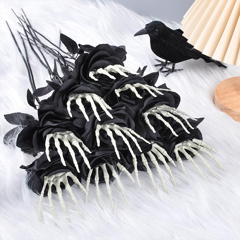 1PC Halloween Decorations Gothic Table Centerpiece Outdoor Decoration Roses with Hand Bones Halloween Multiple Options Available