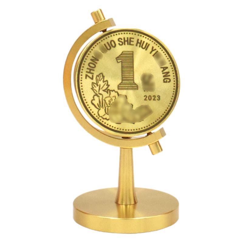 Brass Ornament Front 1 Reverse Side Struggle Small Goal Stress Relief Rotating Office Desktop