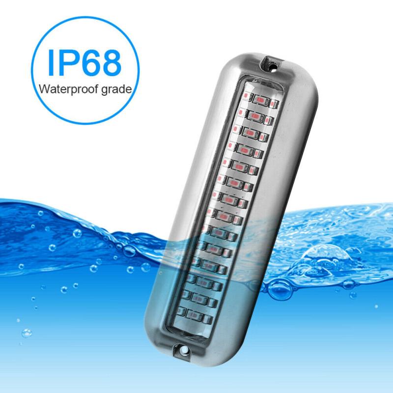 2 Pcs 42LED 50W Underwater Lights 10-30V DC Waterproof Stainless Steel Visible 90 Degrees Lamp For
