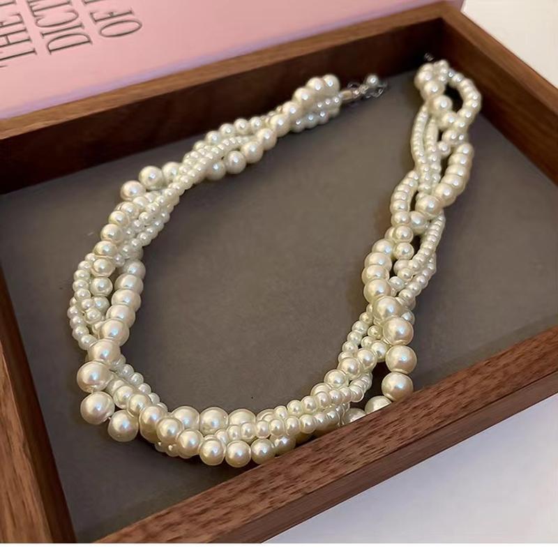 

Многослойное ожерелье в стиле барокко, жемчужная цепочка на ключицу, легкая, роскошная шейная цепочка в стиле ретро для женщин 42CM