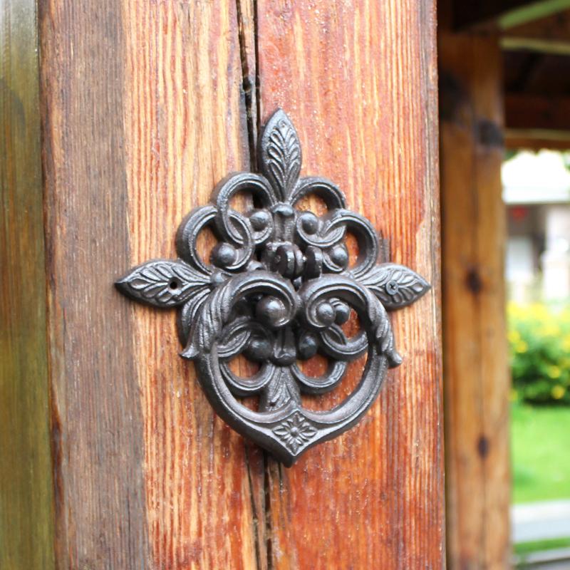 European Vintage Cast Iron Door Knocker Rustic Patina Handle for Villa/Garden Gates, Antique Decorative Hardware