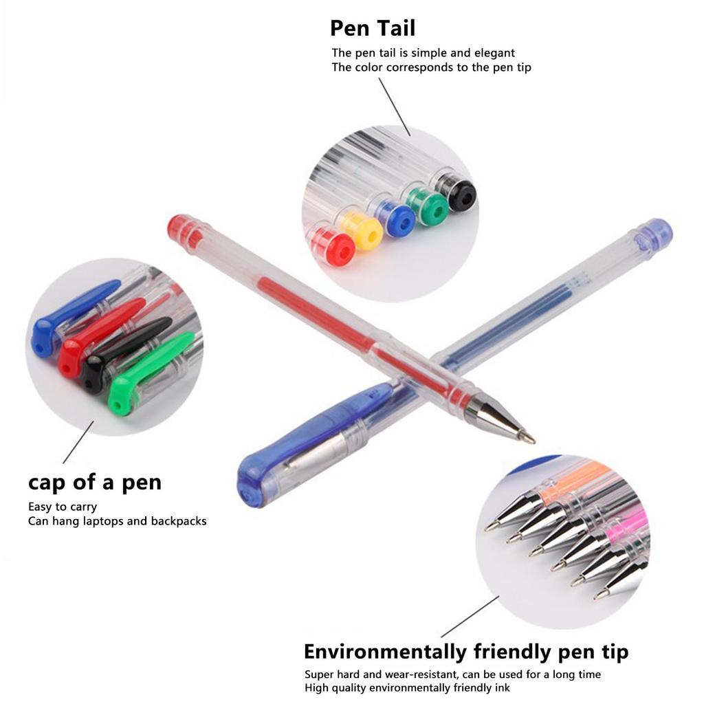 Coloring Pen Set Multi Color Gel Pens With Glitter Highlighters For Art Drawing