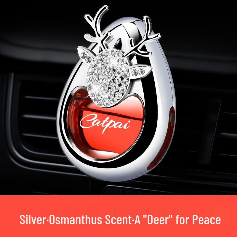 Diamond-Studded Deer Car Perfume: Elegant Air Vent Freshener & Cute Ornament for Women's Car Interiors