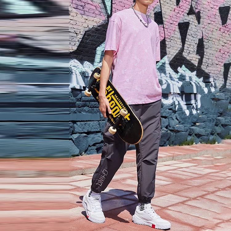 Li Ning X Erik Ellington Collaboration Signature Series Embroidered Logo Loose Fit Round Neck Short Sleeve T-Shirt Men Tops Pink AHSR981-1