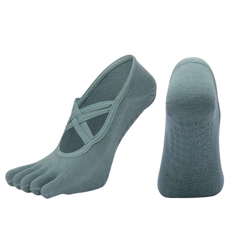 New Women Anti Slip Pilates Socks Five Toe Silicone Non-Slip Yoga Sock Bandage Ballet Dance Ladies Fitness Sports Cotton Sock