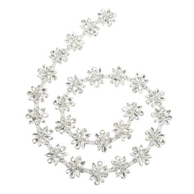 Catena di Strass 1 Iarda Larga 3,5 cm Colori Tipo Fiore Lucido Squisita Applicazione di Strass per