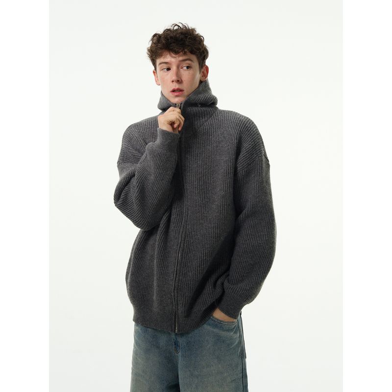 Madwitch Fall and Winter New Arrival Retro Lazy Style Knitwear Men and Women Cleanfit Hooded Sweater Cardigan Outwear