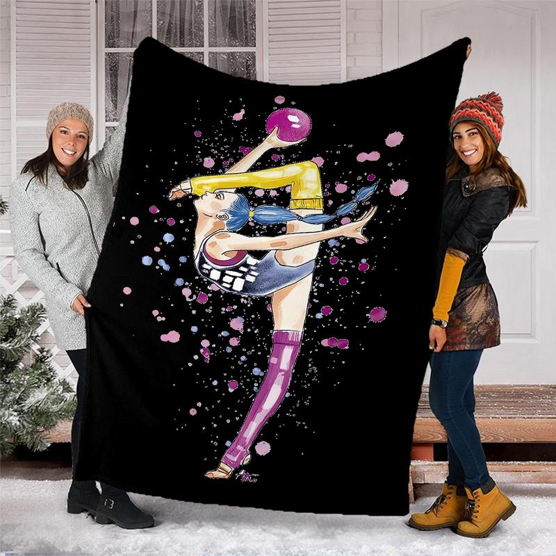Gymnastics Theme Printed Blanket - Perfect for Couch, Bed, Travel & Outdoor Use | Machine Washable, Cozy & Durable.