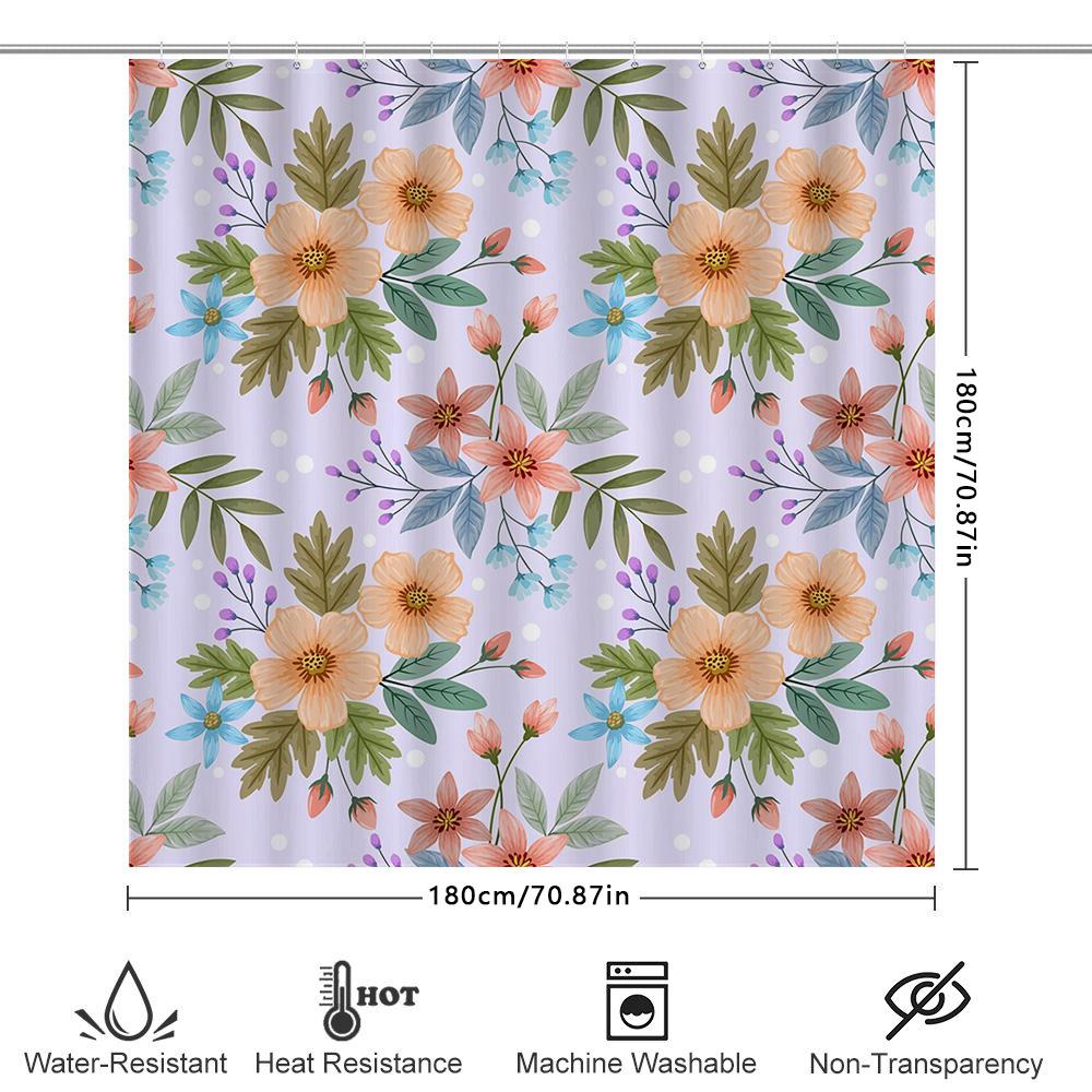 Floral Print Shower Curtain Home Decor Bath Waterproof Fabric Pink Floral Design For Bathroom Window Treatment In White Pastel C