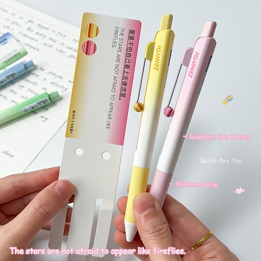 4pcs Aesthetic Gradient Series Gel Pens 0.5mm CS Tip Smooth Writing Black Color Ink Pens with Roller Clip Stationery