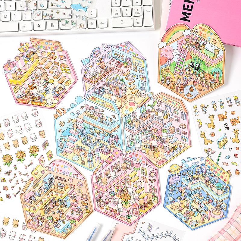 Popular Cartoon Scenery 3D DIY Stickers for Kids