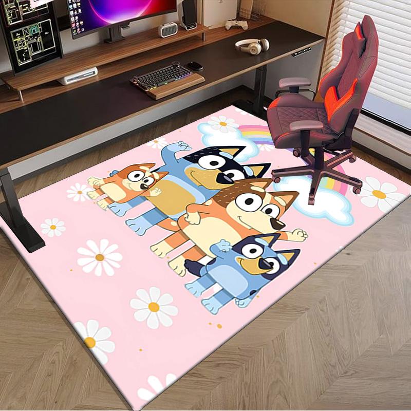 Bluey Friends Adventure Area Rug Office Rug, Chair Rug, Decor Carpet Livingroom Bedroom Mat, Large Size Fan Gifts Christmas Gifts