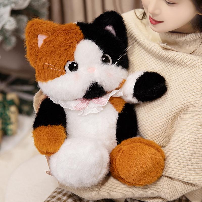 Cartoon Kitten Soft Three-Flower Cat Siamese Cat Doll Plush Toy Cow Cat Toy Children'S Puppet Gift